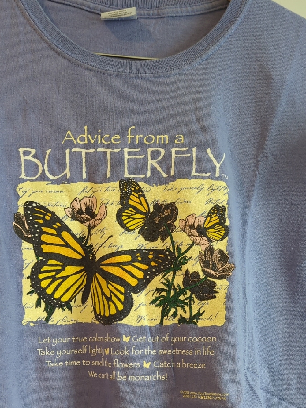 Gildan Lavender Tee with Yellow & Black Butterfly Graphic P2P 25 L27